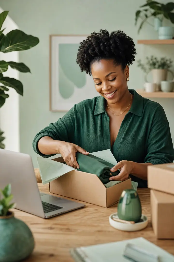 Online stores: a small business owner at work